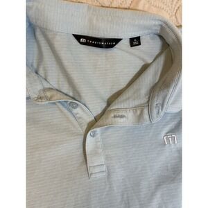 TravisMathew Polo Shirt Mens XL Blue Performance Golf Short Sleeve